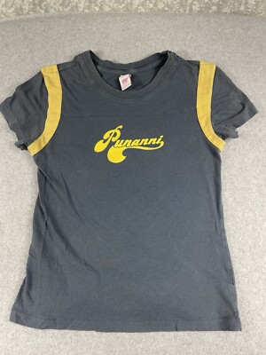 HYP size S gray and yellow t-shirt Punanni small hole in shoulder