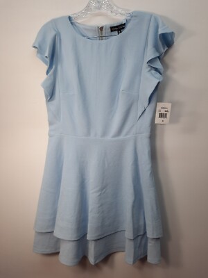 Crystal Doll Medium Light Blue Dress Ruffle Flowy Sleeve NWT Formal | eBay
