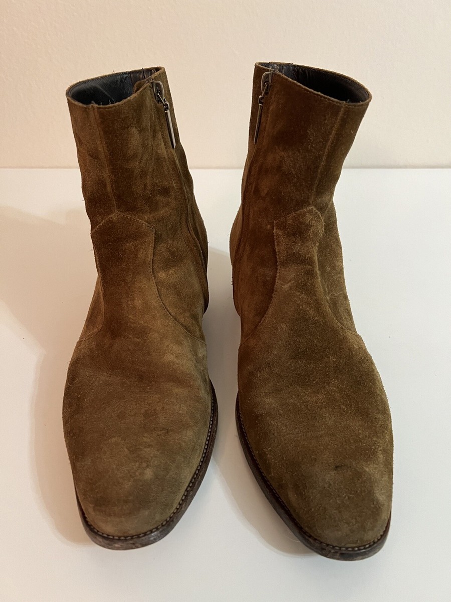 Saint Laurent Paris 'Wyatt' Zip Boots Size 41 euro in Brown Suede