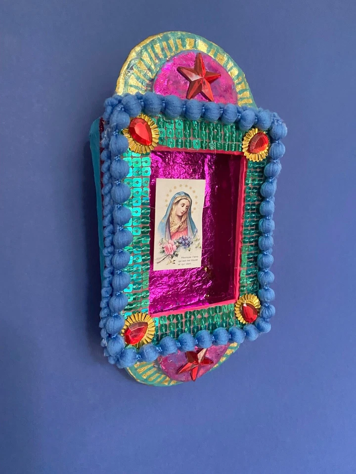 Handmade Mexican style Nicho, assemblage wall art Christmas/Birthday gift. no.28 - Image 2 of 4