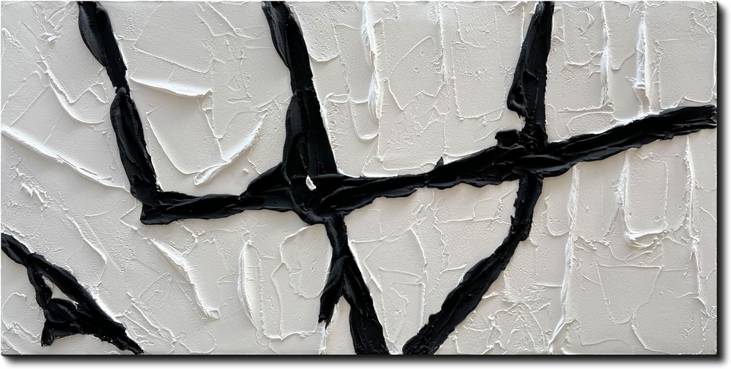 Black and white thick texture hand-painted oil painting decoration mural
