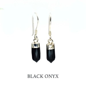 Authentic Black Onyx Stone Hexagon Point Pendant Chakra Reiki Healing Earrings For Women