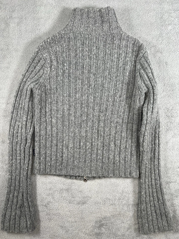 Suéter De Colección Y2K Abercrombie Fitch Niñas L Mezcla de Lana Cable Tejido Recortado Cremallera Completa Foto 2 de 4