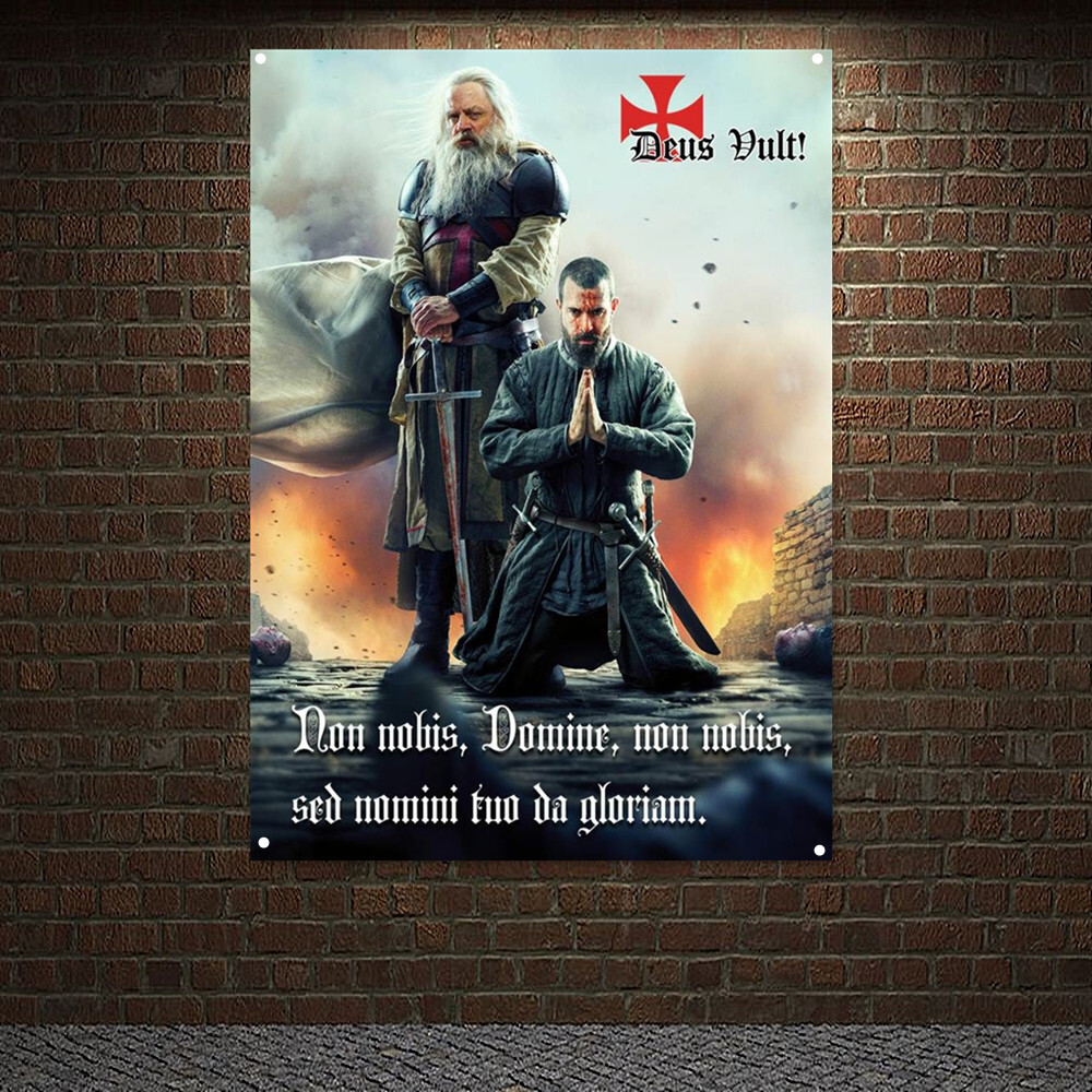 Medieval Armor Warrior Legion Banner Wall Chart Masonic Knight Templar Flag