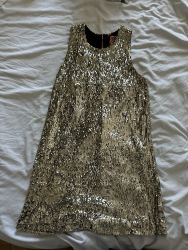 Tory Burch Gold Sequin Mini Holiday Dress XS Serena van der Woodsen Gossip Girl