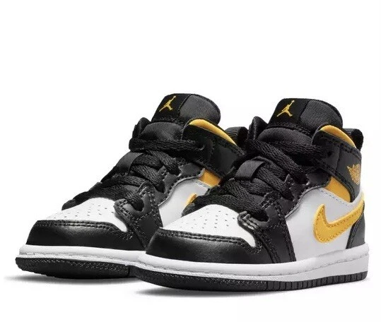 640735 177 Air Jordan 1 Mid Retro TD White Pollen Black Size 4C TD