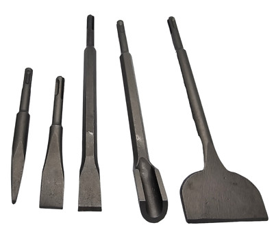 5pc ROTARY HAMMER DRILL SDS PLUS BITS CHISEL SET GROOVE CONCRETE POINT & FLAT