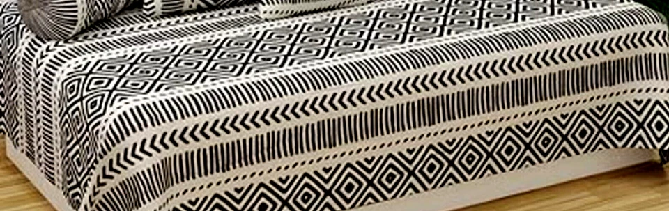 Indian Diwan Set Cotton Bed Cover Bohemian Bolster Cushion Sofa Cover Set 6 Pcs - Image 4 of 4