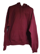 Hanes Mens Pullover Hoodie LARGE Maroon Ultimate Cotton Large Front Pocket NWOT
