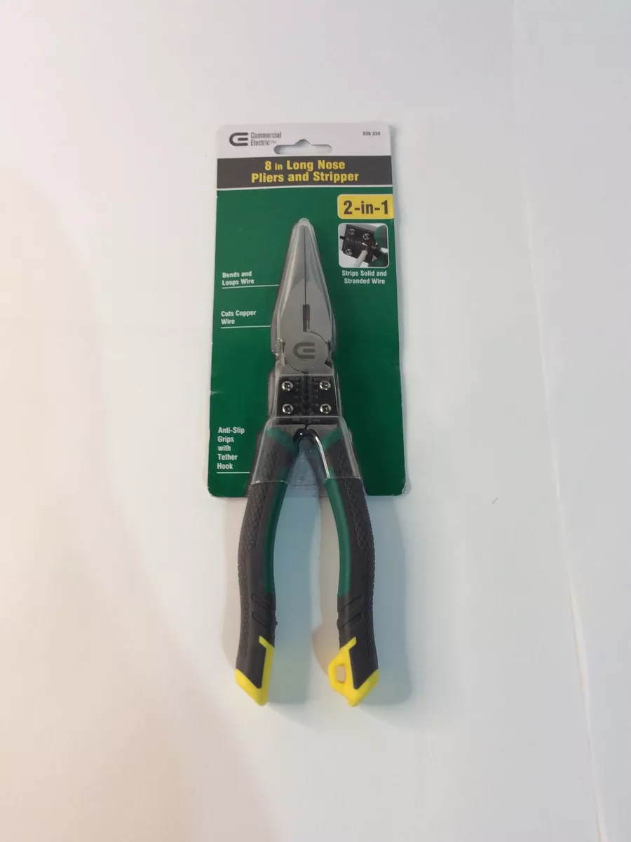Commercial Electric 8 in. Long Nose Pliers and Stripper 2 in one