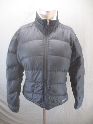 Patagonia Size M Womens Black Goose Down Full Zip Stand Collar Puffer  Jacket 241