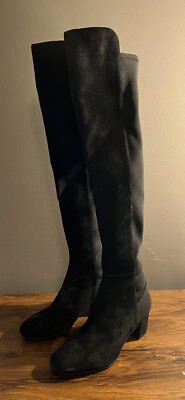 NWOB Stuart Weitzman Gillian 60 Black Suede Over The Knee Boots US 7 37.5 $750