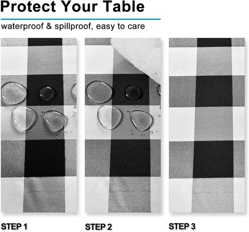 Buffalo Plaid Tablecloth 60x84 inch Waterproof Checkered for Outdoor Dining 2... - Picture 6 of 8