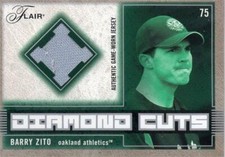 Barry Zito worn jersey patch baseball card 2003 Fleer Flair Diamond Cuts ##DCBZ