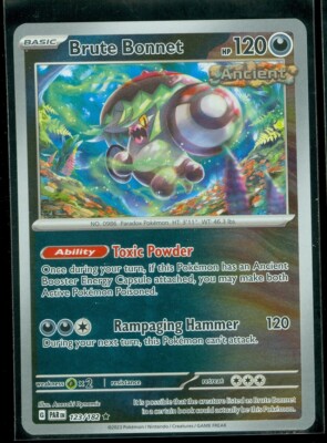 Pokemon BRUTE BONNET 123/182 Paradox Rift - RARE Rev Holo - - MINT