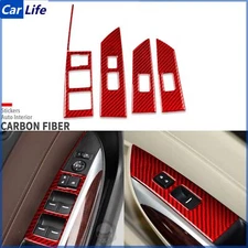 Red Carbon Fiber Interior Window Lift Switch Panel Cover For Acura TLX 2015-2020