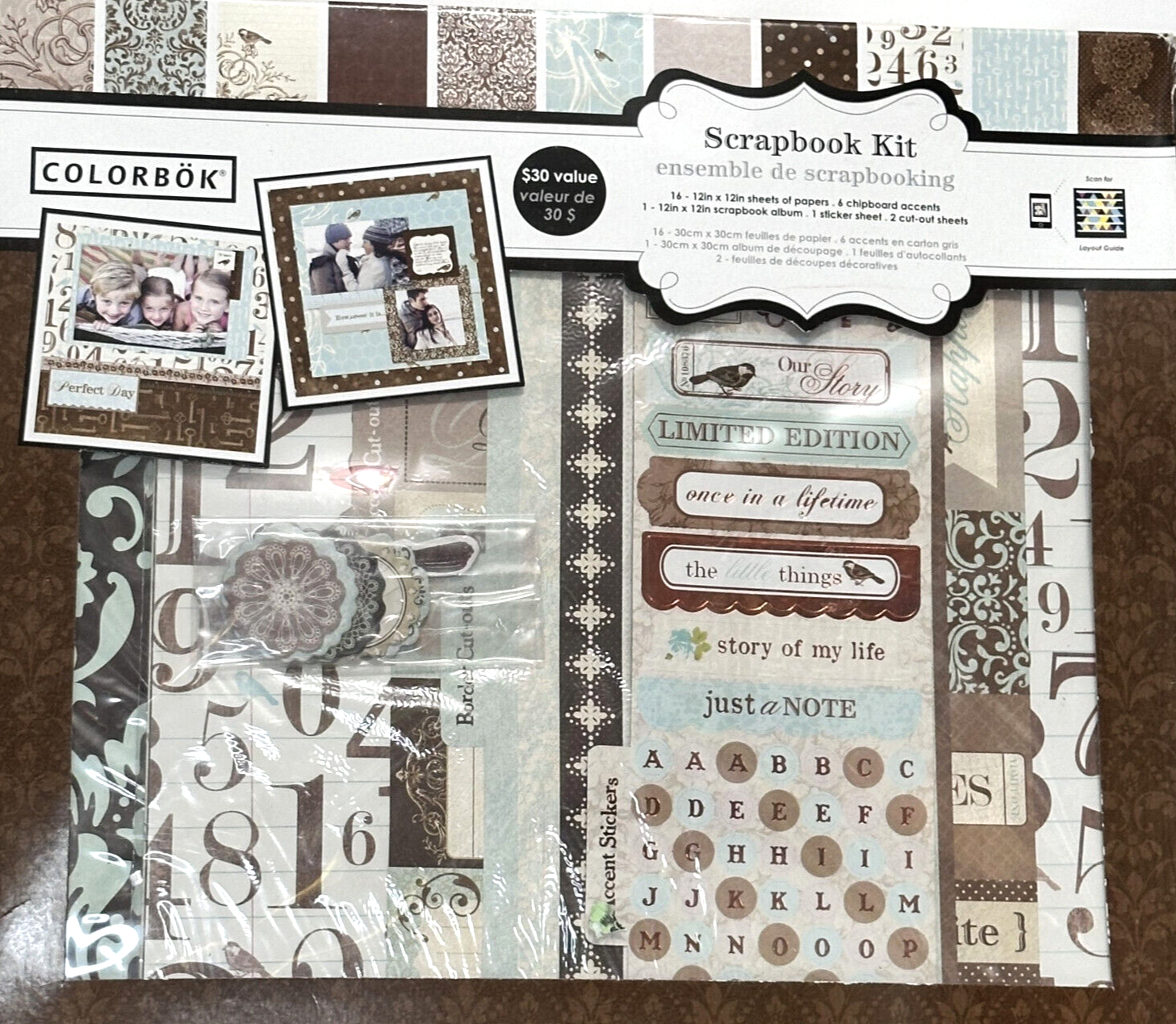 Scrapbook Kit Shabby Chic 12x12 Album Colorbok Cutouts Stickers. NEW IN BOX