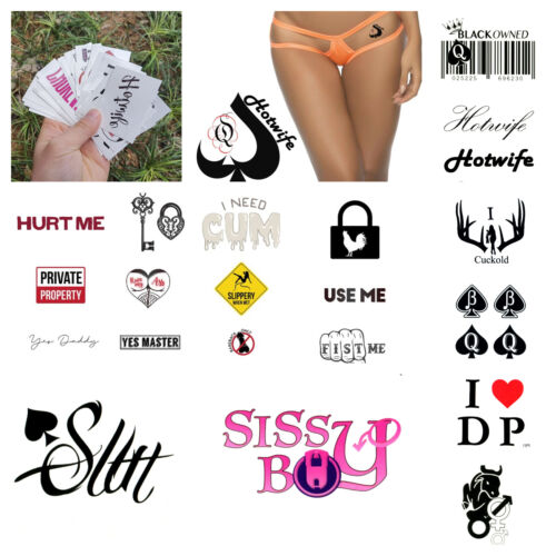 Tatouages ​​temporaires sexy presse sur slut imperméables échangistes sissy gay cocu sexe  - Photo 1/65