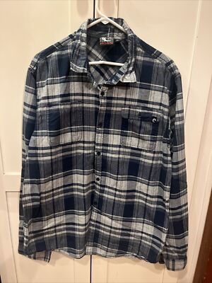 WRV Wave Riding Vehicles Men's Blue Plaid Long Sleeve Button