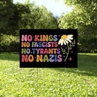 Retro No Kings No Fascists No Tyrants No Nazis Daisy Flower Yard Sign