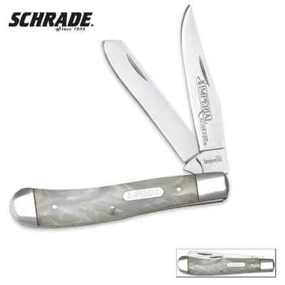 Schrade Imperial Large Trapper Folding Pocket Knife Imitation Pearl Handles 13L