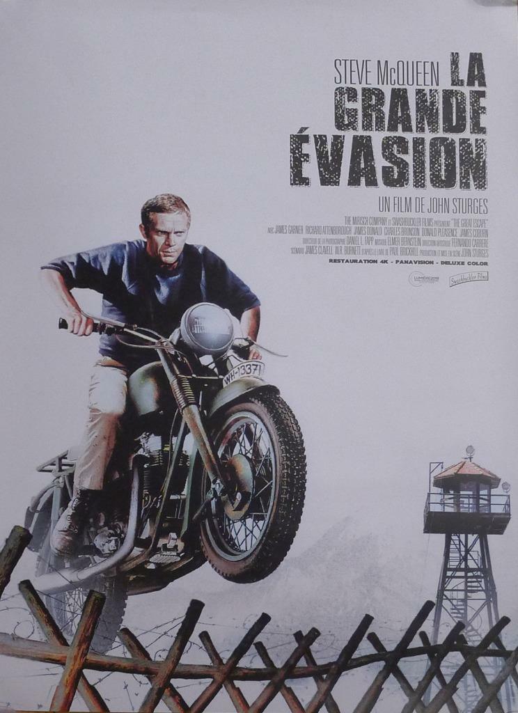 THE GREAT ESCAPE - STEVE McQUEEN / MOTORCYCLE - RARE REISSUE