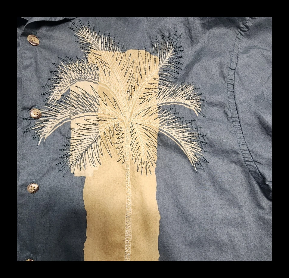 Bamboo Cay 男式刺绣夏威夷短袖纽扣 L 码 — 第 4/4 张图片