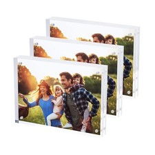 Magnetic Acrylic Picture Photo Frame 5x7 inches 3 Pack , Clear Glass Like, D...