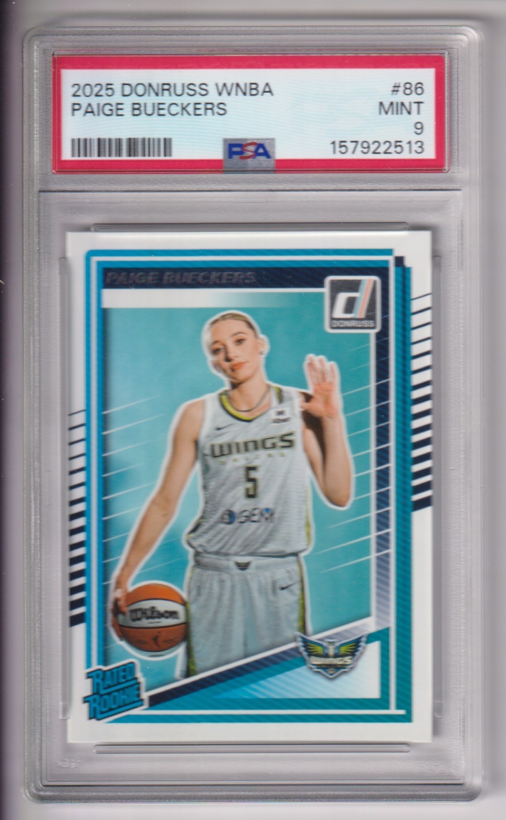 PAIGE BUECKERS 2025 DONRUSS WNBA BASKETBALL ROOKIE CARD #86 PSA GRADED 9 MINT