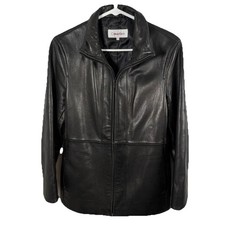 Vintage Calvin Klein Soft Leather Jacket Black Zip Biker Classic Y2K Minimalist