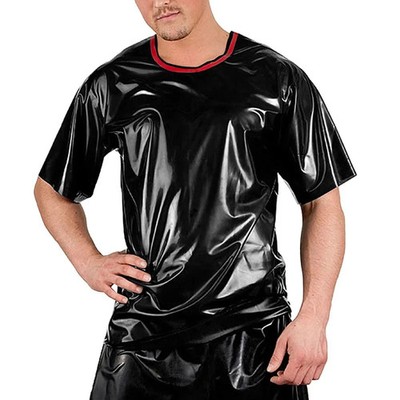 Mode Casual Männer T Shirts Sexy Club Kurzarm Tops PVC Leder Tops