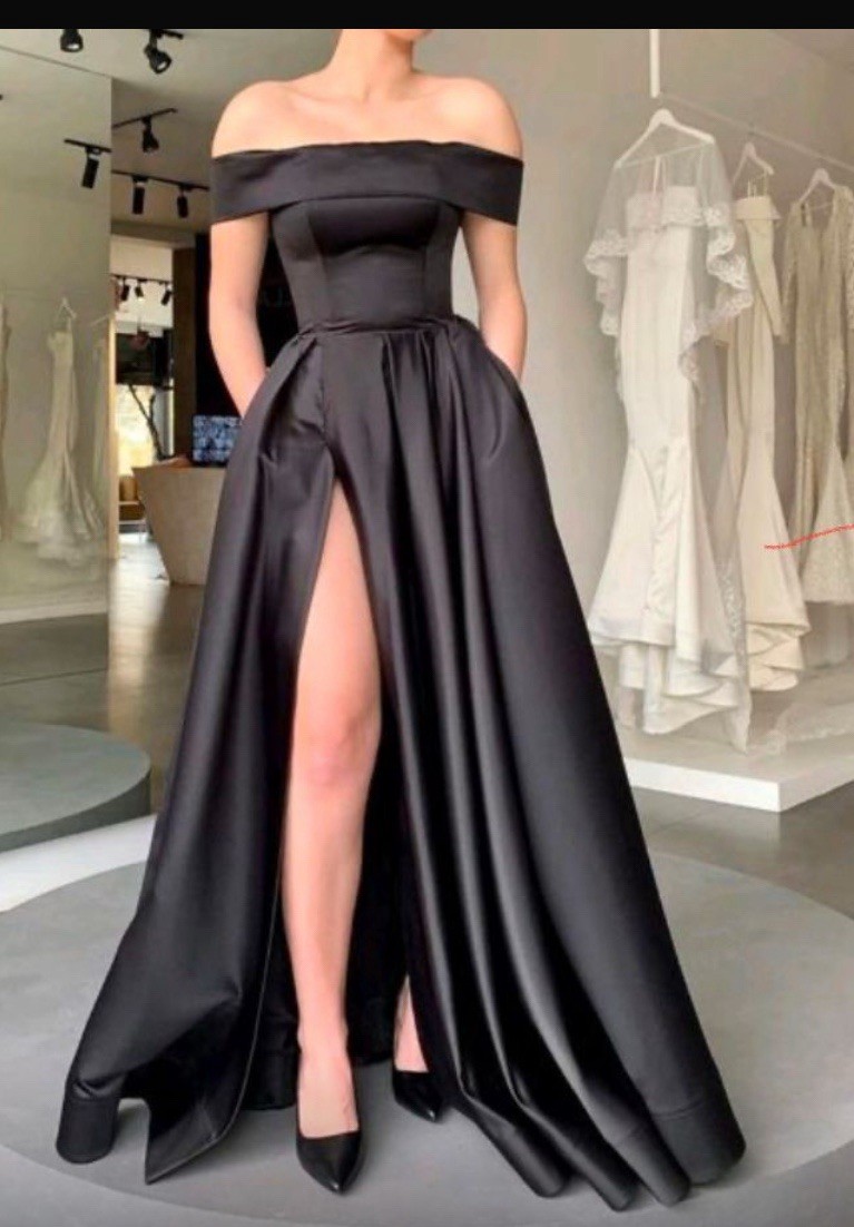 Vestido Negro Elegante Sonido Seda Adulto/Pequeño Características Ranura Larga Por Violetas