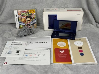 Nintendo DSi Konsole Blau OVP Bundle + Neu Carnival Kirmes Spiel Handheld