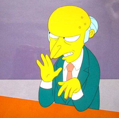 #ad 1990s SIMPSONS MR BURNS FOX ORIGINAL PRODUCTION CEL Walt Disney Bart Homer money $357.00