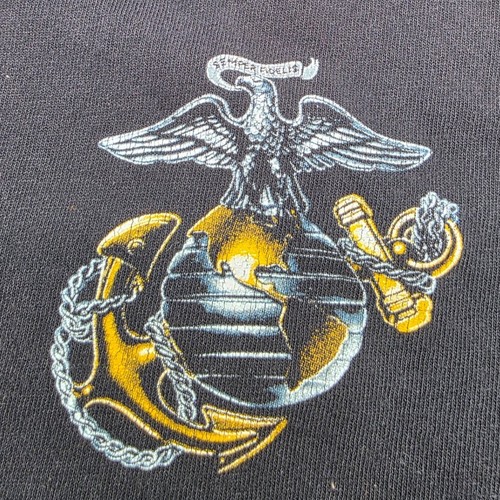 Bayside US Marine Corps T-Shirt Men Large Blck Defending Freedom Graphic Patriot - Picture 2 of 8