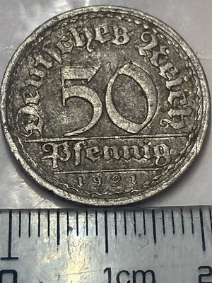 50 Pfennig 1921 Aluminium – „Gich.rede bricht Gezun“ - Bild 1 von 2