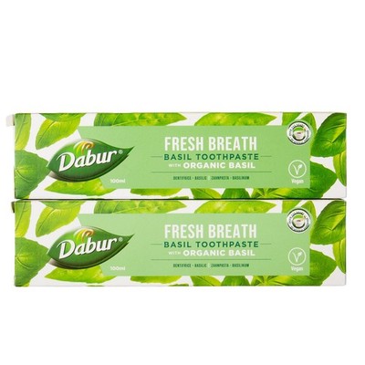 2 x 100 ml Dabur Basil Zahnpasta mit Bio-Basilikum