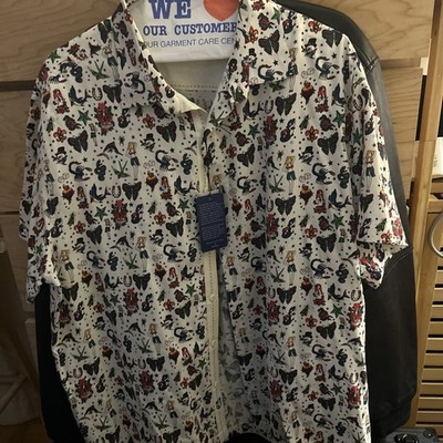 NEW WITH TAGS!!! Nat Nast Shirt Mens Extra Large Button Up Tattoo Print 