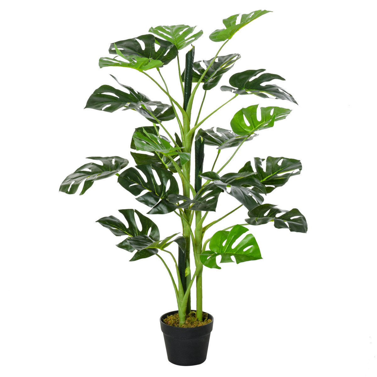 Outsunny 100Cm/3.3Ft Artificial Monstera Tree Fake Plant In Pot Indoor Outdoor - Image 2