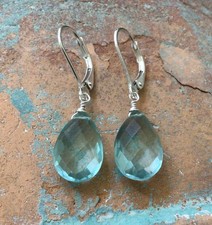 New Sterling Silver Aquamarine Briolette Sundance Charm artisan Jewelry earrings