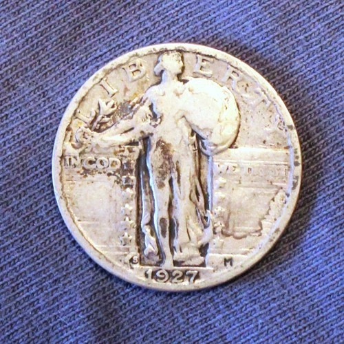 1927-S Standing Liberty Quarter (25c) - 90% Silver Coin - Great Quality Coin!