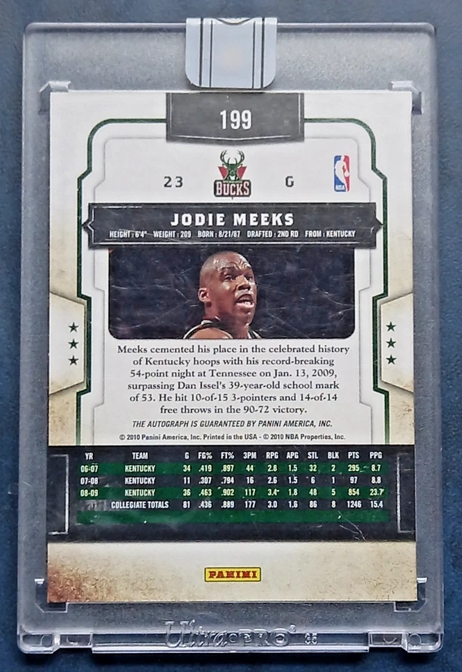 JODIE MEEKS 2015-16 PANINI REPLAY NBA 2009-10 CLASSICS ROOKIE AUTO #199  21/149 - Image 2 of 2