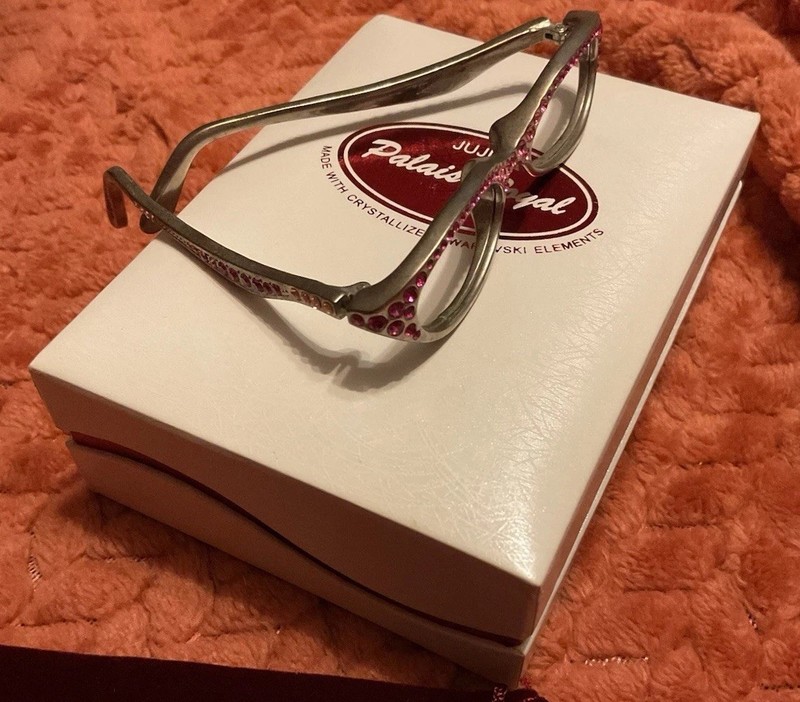 Juju Palais Royal Miniature Eye Glasses Silver With Pink Swarovski Crystals