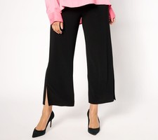Dennis Basso Regular Cropped Luxe Crepe Pants Black L New