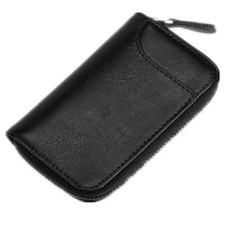 Large Zipper Leather Car Key Case, Key Holder Key Organizer Wallet, With 16 H...