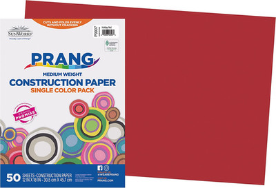 (Formerly ) Construction Paper, Holiday Red, 12'' X 18'', 50 Sheets