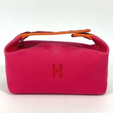 HERMES Pouch Brid a Black PM Bags Vanity Bags Canvas Hand Bag Canvas pink