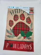 Meadow Creek - Christmas Garden Flag - 11.5" X 18" - Happy Pawlidays-Embroidery