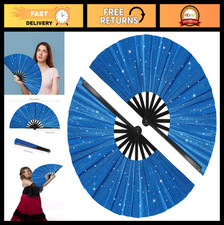 2 Pack Large Glitter Folding Hand Fans - Rave, Dance, Concert, Party Decor