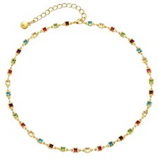 Women Gemstone Necklaces 14K Gold Plated Emerald Birthstone Necklace for Women G